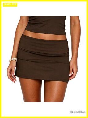 Fold Over Y2K Low Rise Bodycon Sweat Short Skirt Streetwear Going Out Micro Mini